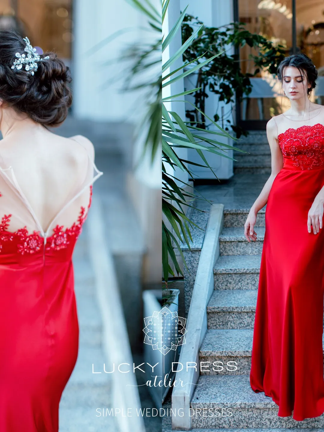 Simple wedding dress courthouse Red wedding dress satin Minimalist wedding dress lace Garden wedding dress custom Valentino dress / Pelagia Simple wedding dress courthouse Red wedding dress satin Minimalist wedding dress lace Garden wedding dress custom Valentino dress / Pelagia