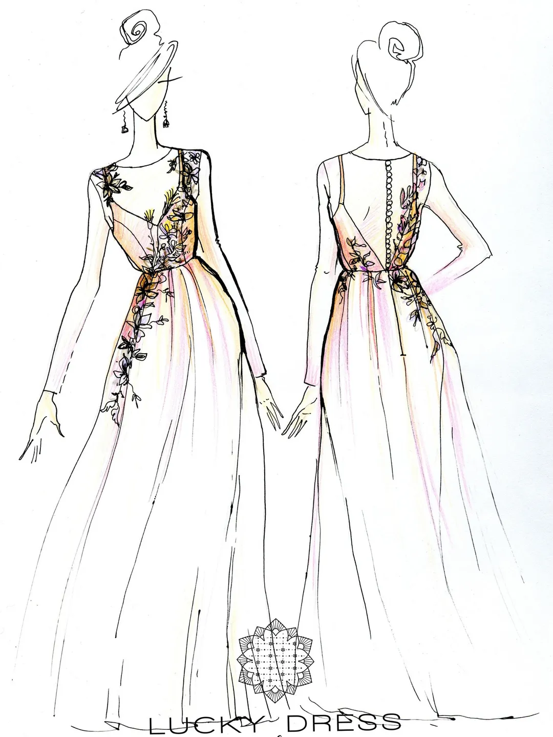 Wedding dress sketch Custom sketch Drawing Sketch from photo Hand drawn