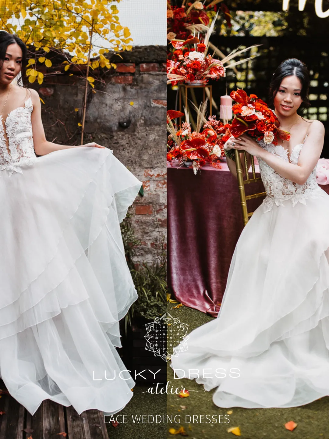 ★BAU by Bride And You★ KARLA Round neck organza flared lon Plan your wedding with bride and you