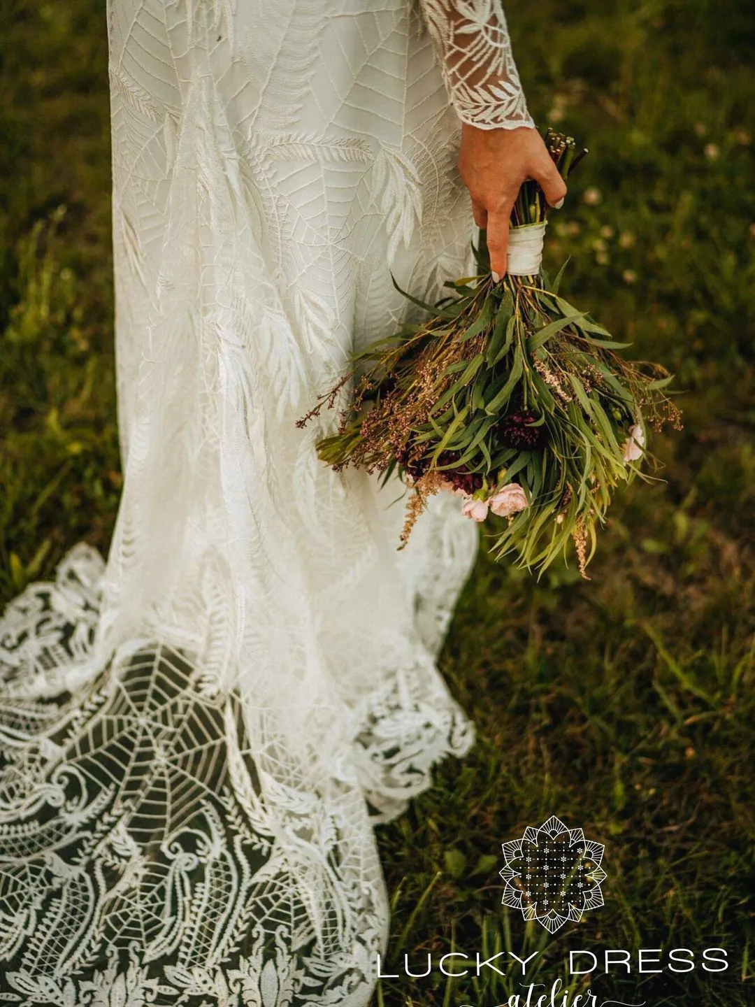 Alternative spiderweb lace dress with long sleeves and train, Custom bridal dress Alternative wedding Gothic wedding dress