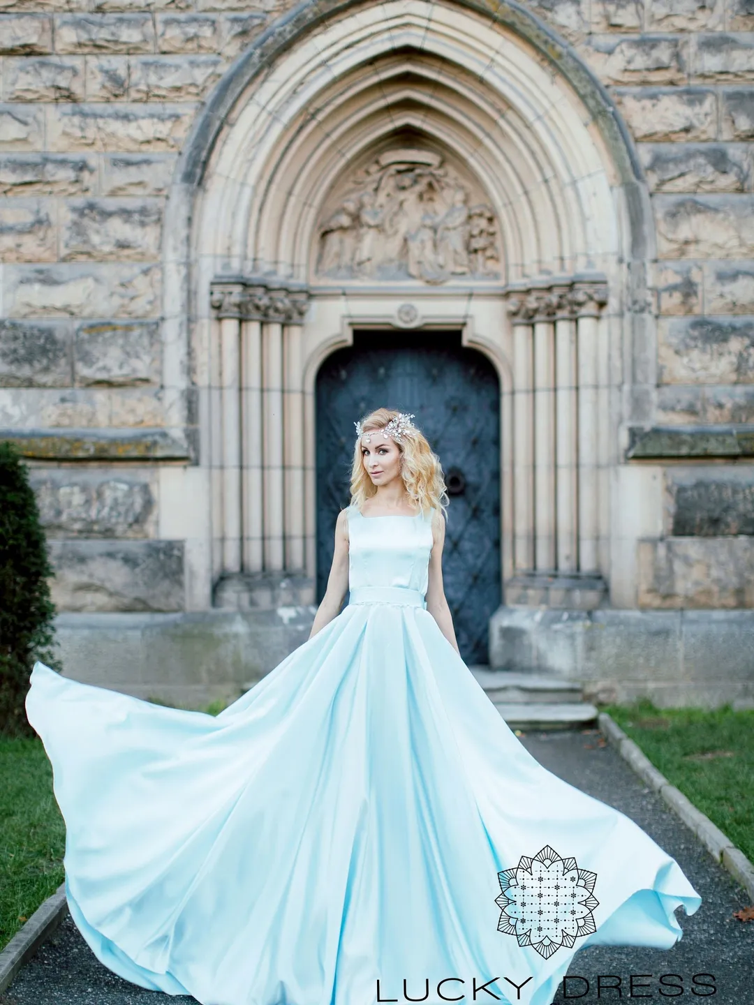 white christmas dresses Wedding Dress-Transformer with Separate Corset — Fluffy Skirt with Pleats, Lace Sleeves, and Pearl Embroidery Xs / Dark Ivory / Veil Only main image 0