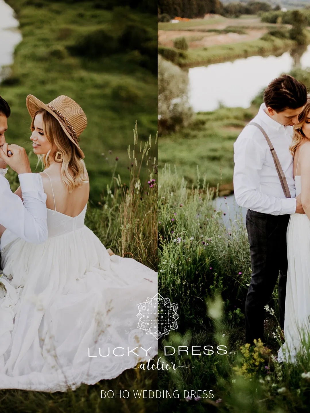 Boho wedding dress Spaghetti straps wedding dress Hippie wedding dress Backless wedding dress Garden wedding dress Sexy dress / Miriam II