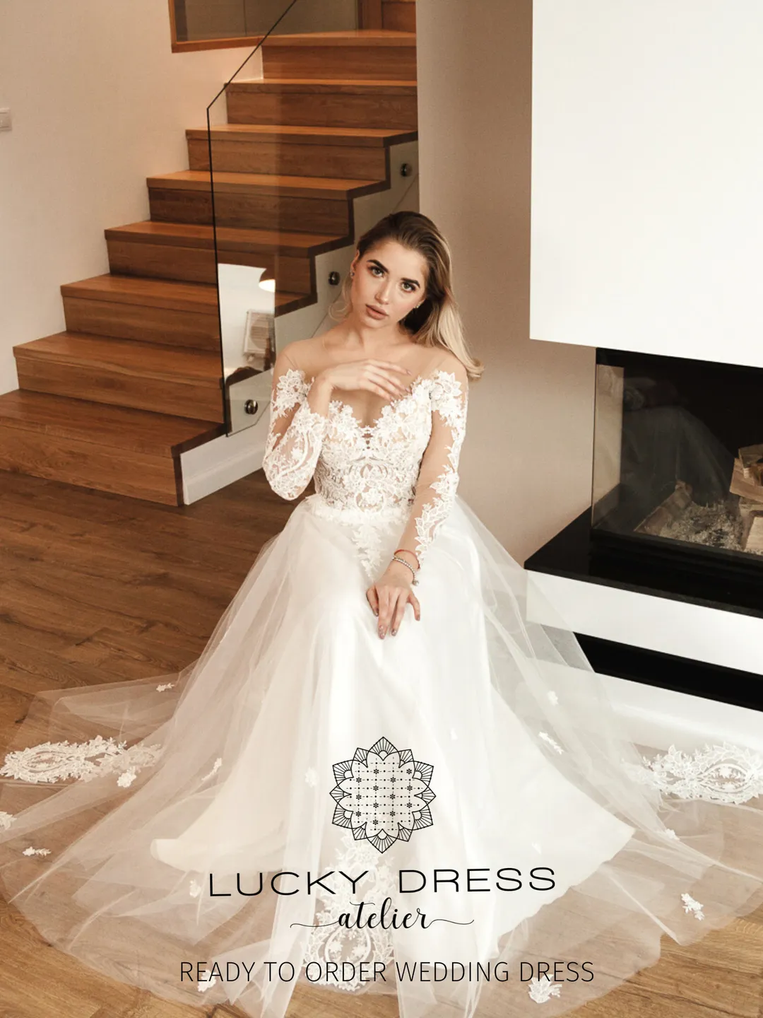 lace top short dress Off-White Lace Short Dress with Pockets main image 0