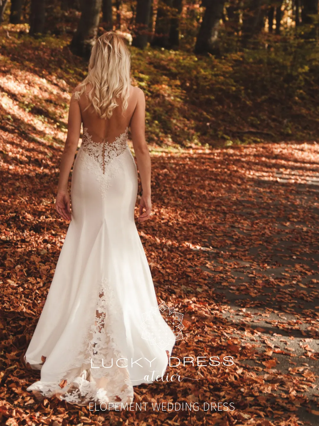 Elopement dress Slit wedding dress lace Courthouse wedding dress crepe One shoulder wedding dress garden Bespoke wedding dress / Melisandre