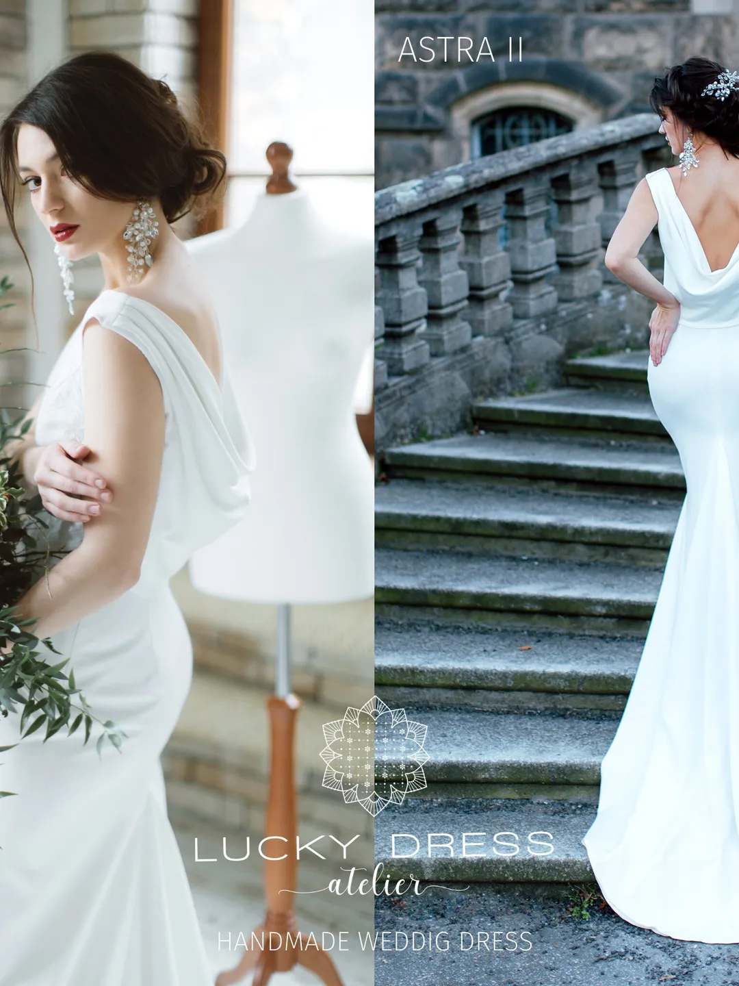 Mermaid wedding dress crepe Cowl bridal gown simple Minimalist wedding dress winter