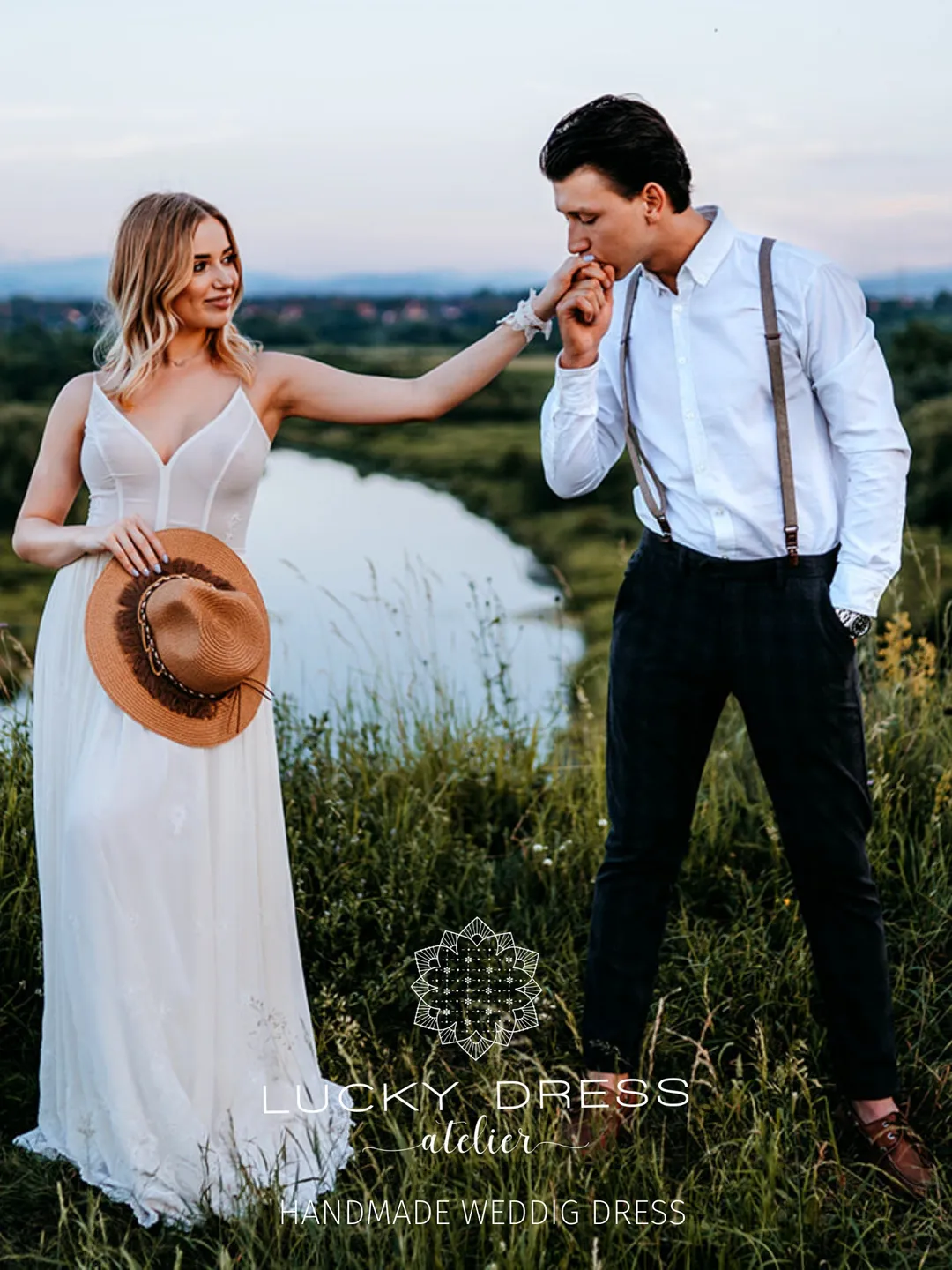 Courthouse wedding dress minimalist Bridal gown Boho wedding dress beach Flowy wedding dress custom Spaghetti straps wedding dress/Miriam II