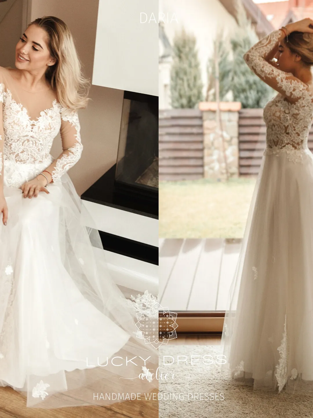 Tattoo wedding dress Long sleeve lace wedding dress Ball gown Flowy a-line wedding dress Tulle wedding dress Bridal gown winter dress/ Daria