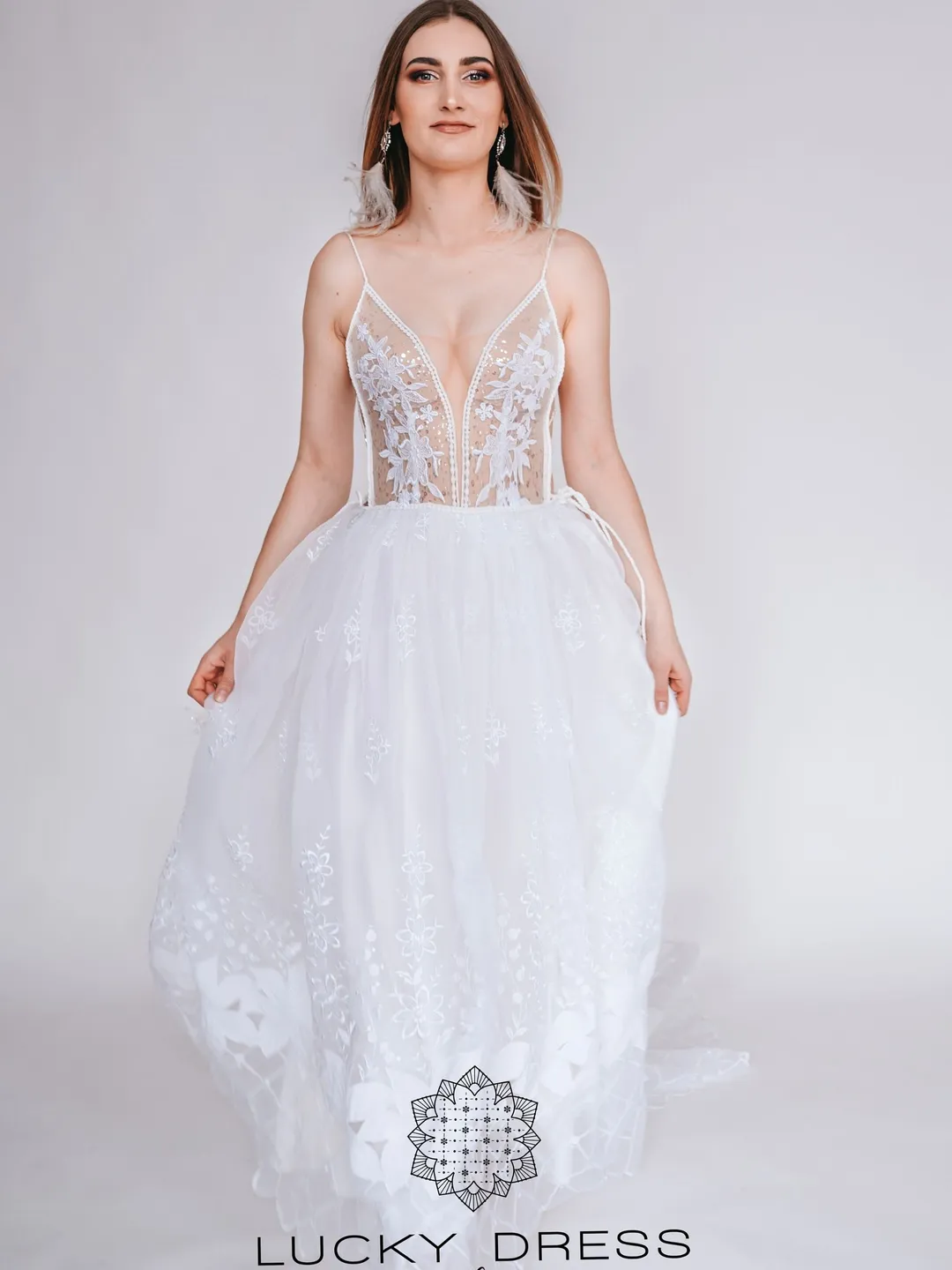 Lace wedding dress glitter Illusion wedding dress Spaghetti strap wedding dress courthouse Floral wedding dress Boho wedding dress /Victoria