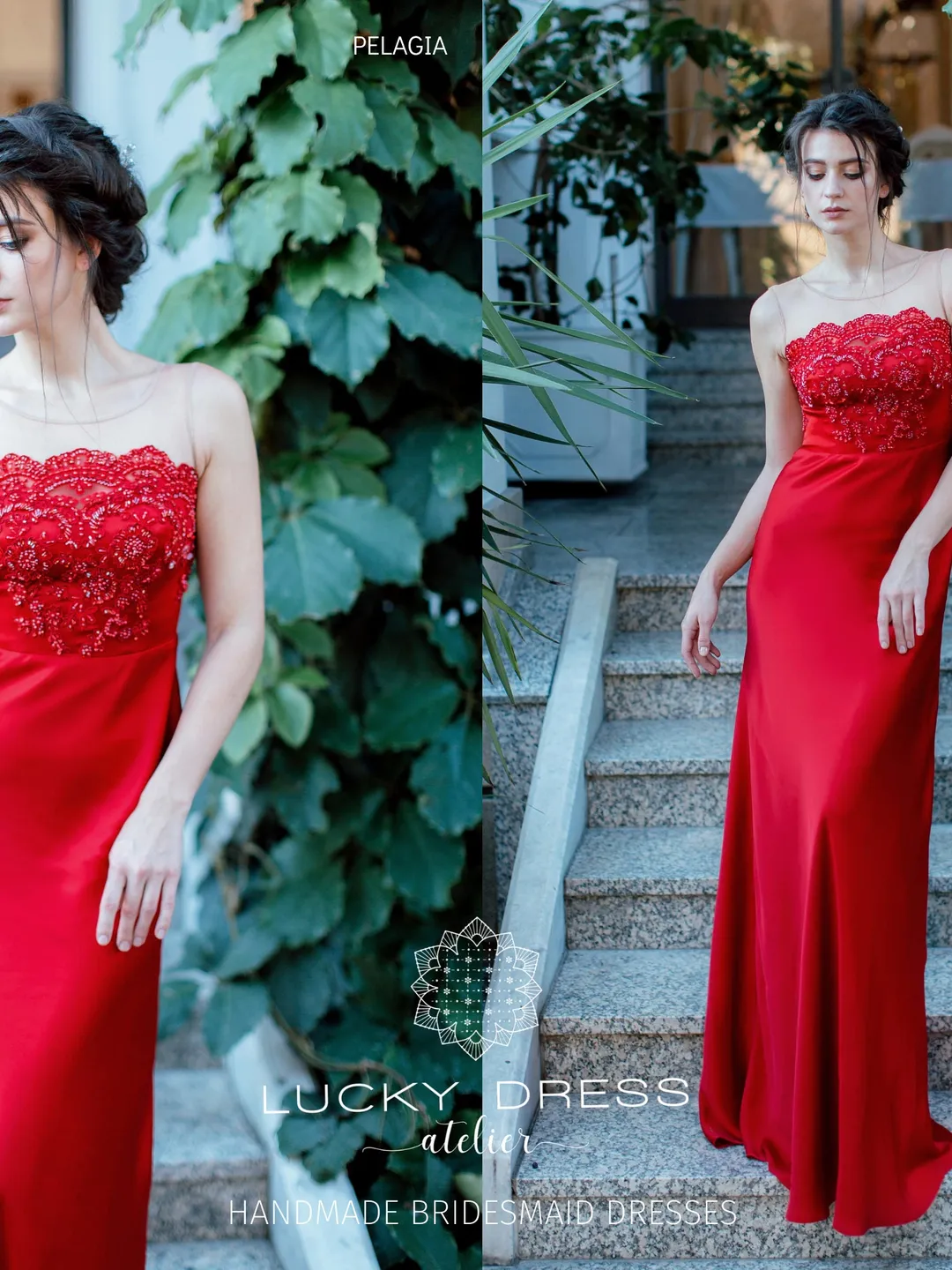 Bridesmaid dress red Satin dress mother of the bride Long dress lace Floral dress Valentino Wedding guest dress custom Bespoke gown /Pelagia Bridesmaid dress red Satin dress mother of the bride Long dress lace Floral dress Valentino Wedding guest dress custom Bespoke gown /Pelagia