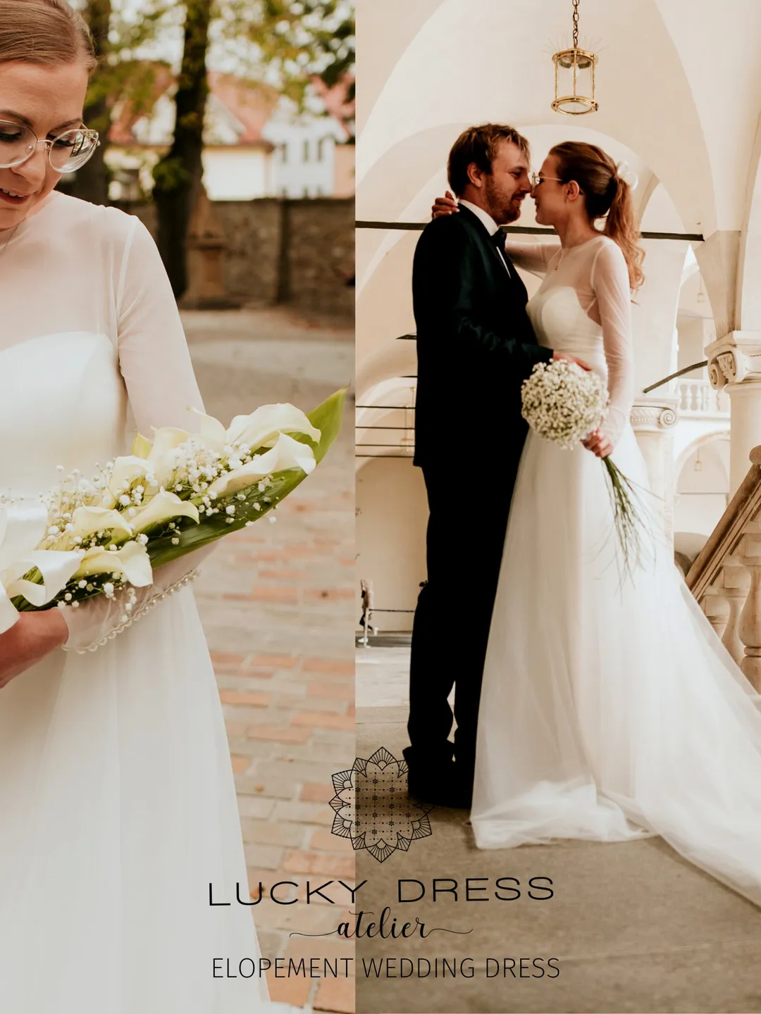 Elopement wedding dress courthouse Long sleeve wedding dress winter Modest wedding dress two piece Crepe wedding dress custom / Dominica