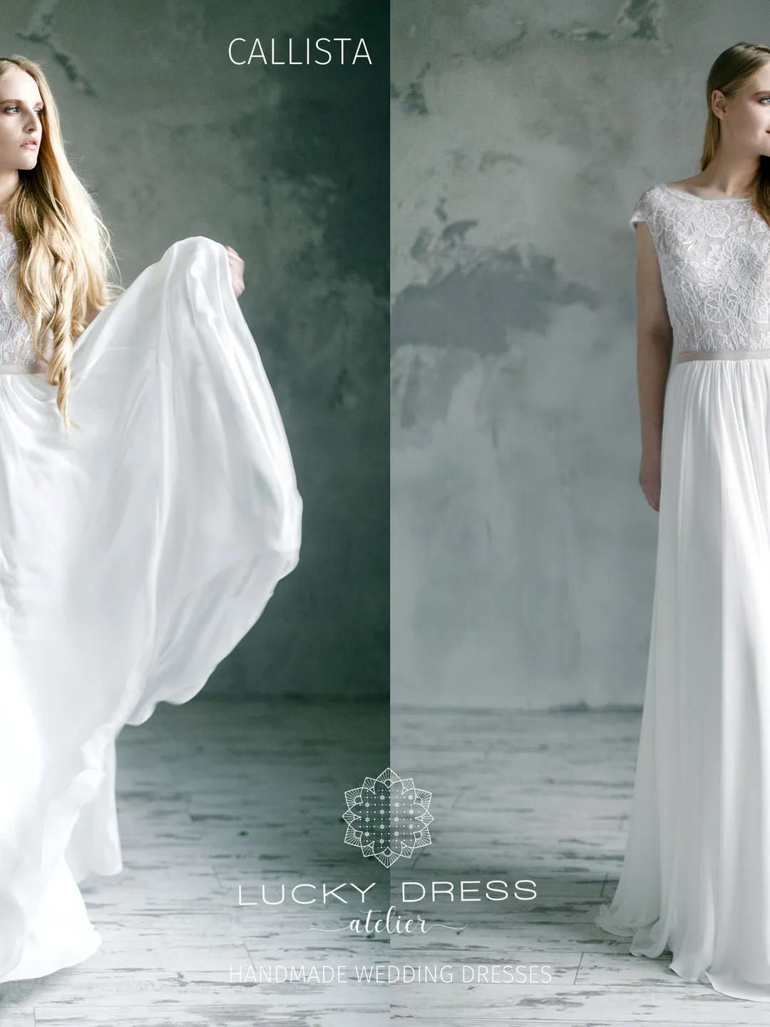 Wedding dress Boho wedding dress flowy Bridal gown Simple wedding dress  beach Cap sleeve wedding dress lace Custom wedding dress / Callista