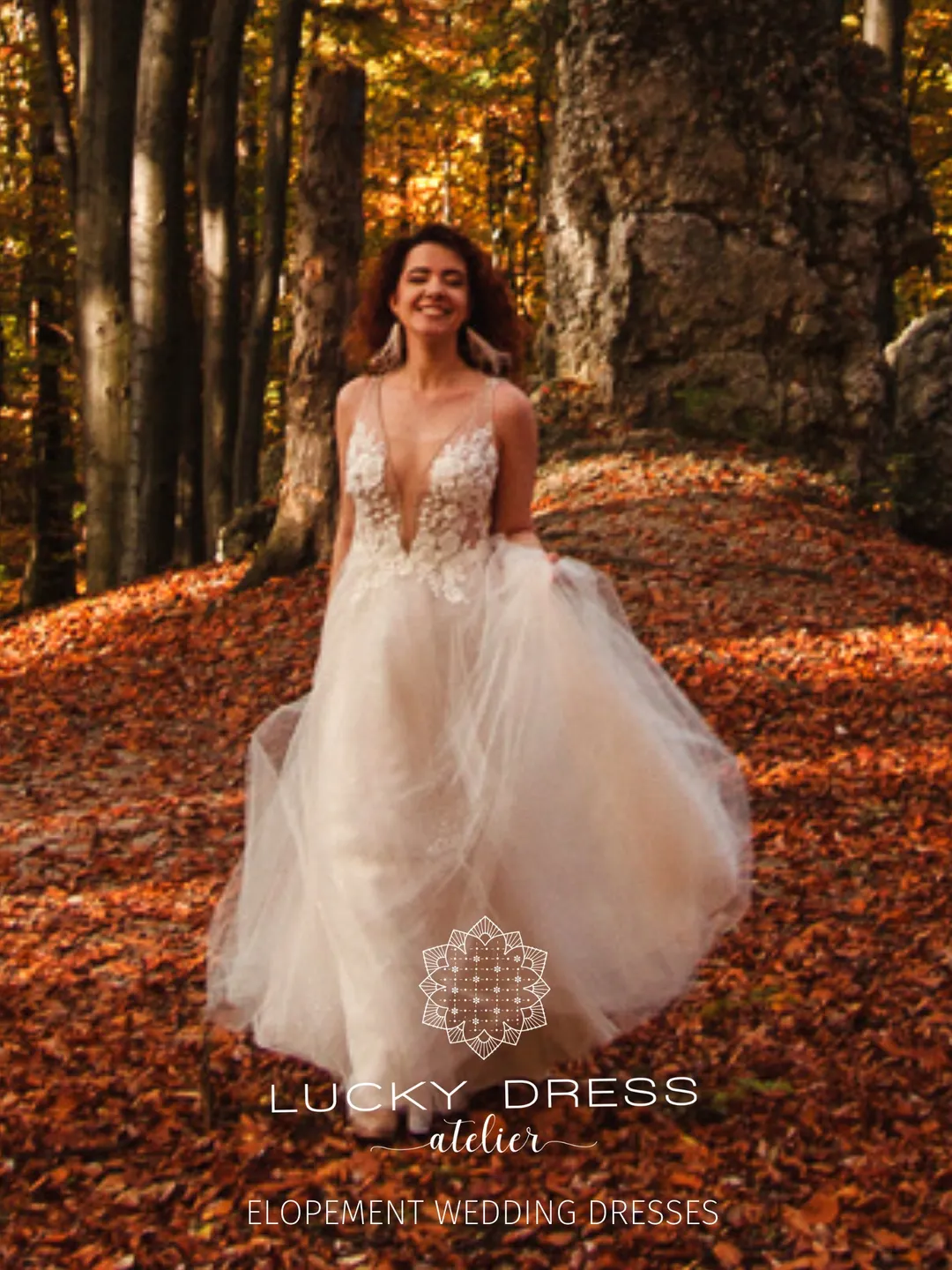 open lace back dress Gorgeous Orange V-Neck Floral Tulle Long Prom Dress PSK360 – Pgmdress main image 1