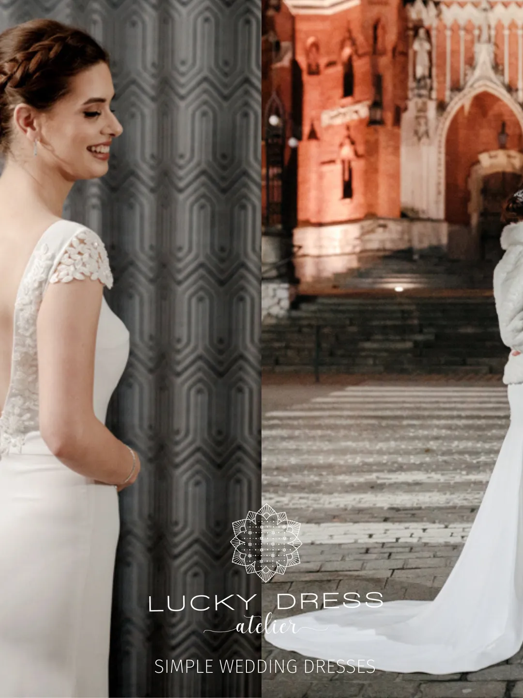 Simple wedding dress winter Courthouse wedding dress floral Elopement wedding dress sexy Crepe wedding dress custom / Katelyn