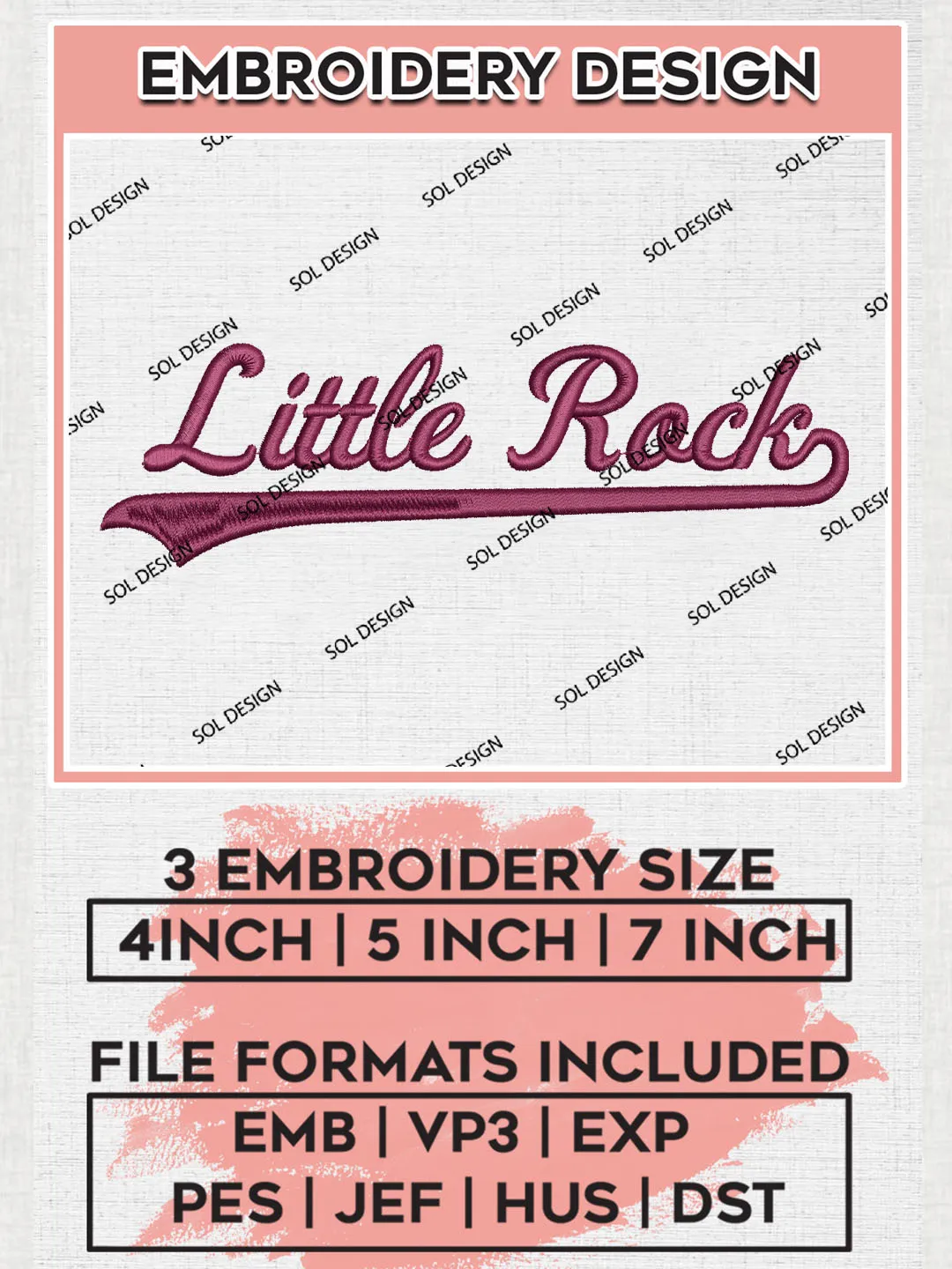 Little Rock College Team Word Logo Embroidery Design Files, NCAA Little Rock Trojans Machine Embroidery, NCAA Teams, 3 sizes, NCAA Machine embroidery designs, Digital Download