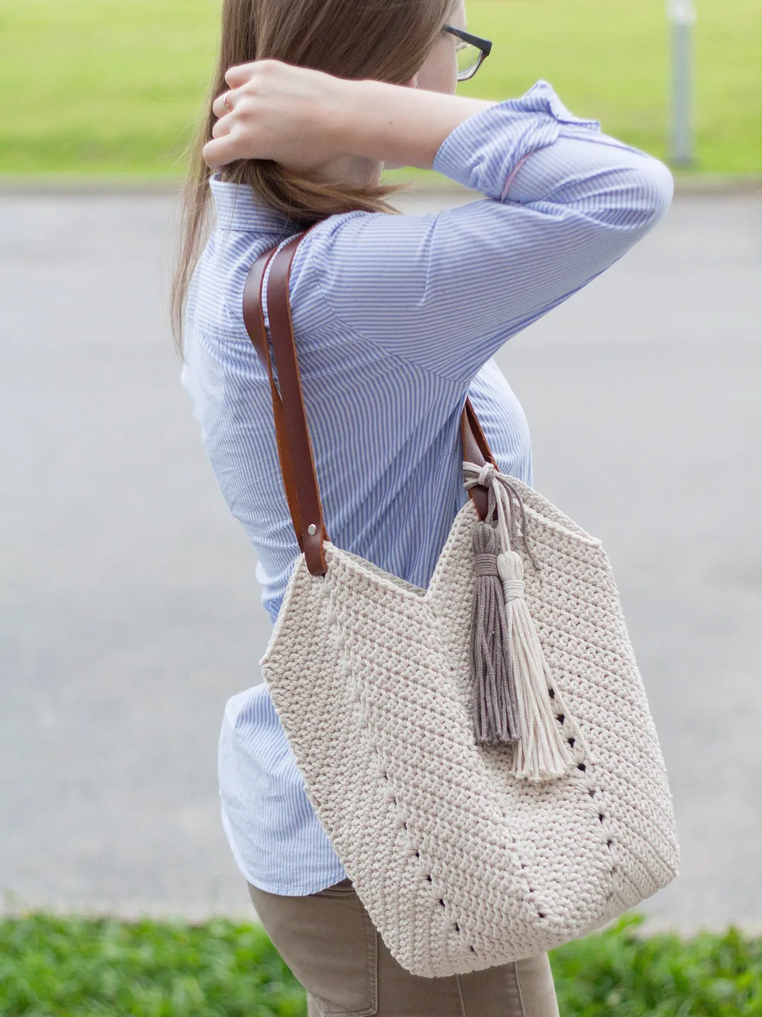 Crochet shoulder bag, Everyday woman's bag, Knit handbag, Scandinavian style, Summer bag