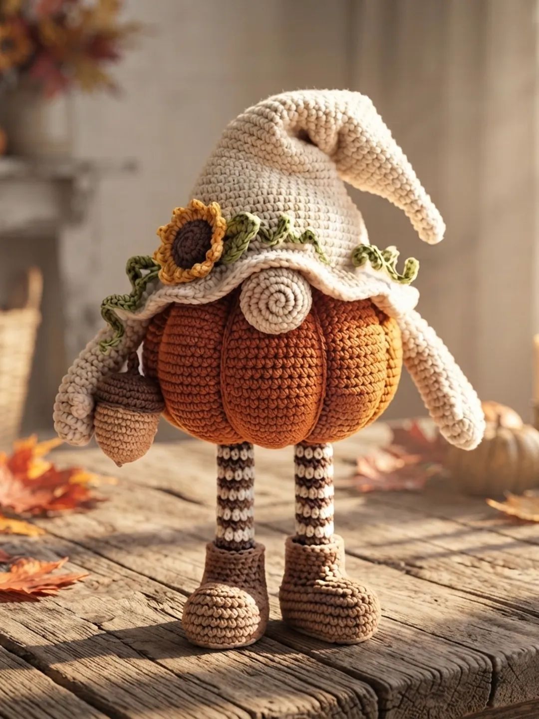 Pumpkin Gnome Crochet Pattern PDF | Autumn Amigurumi Tutorial