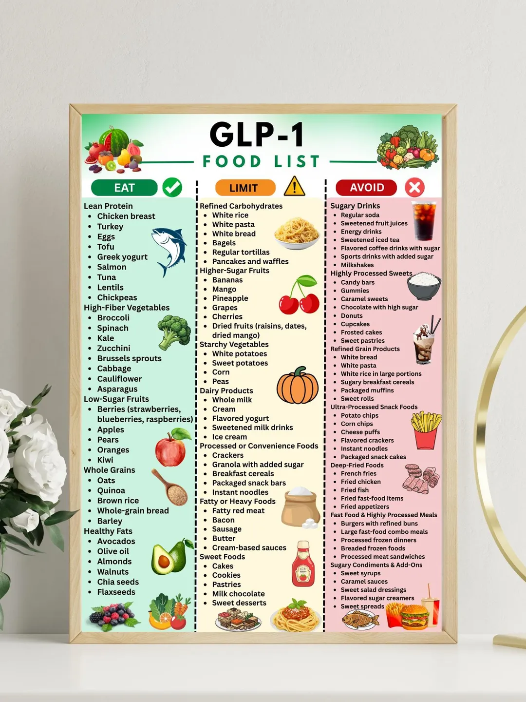 GLP 1 Food List Printable, Glp 1 Diet Plan & Meal Plan, Glp-1 Weight Loss Guide, Glp Diet Food List, Weekly Planner and Grocery List PDF