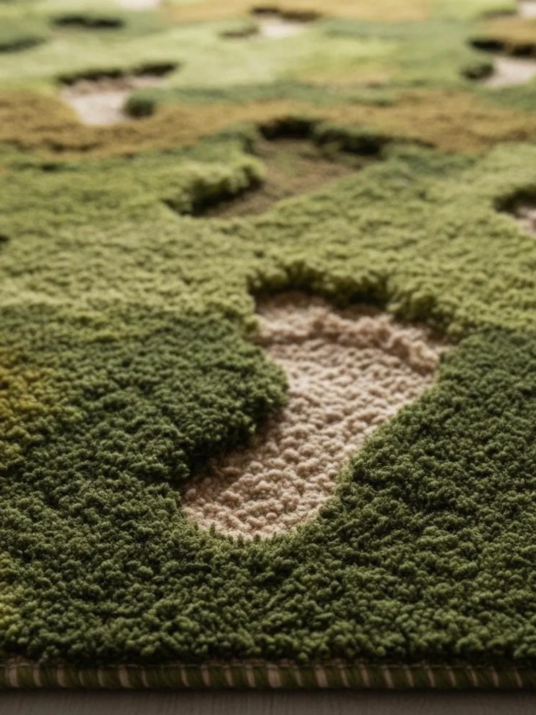 Rust Footprints Rug Nature Inspired Green Moss Footprint Area Rug for Living Room, Bedroom ...