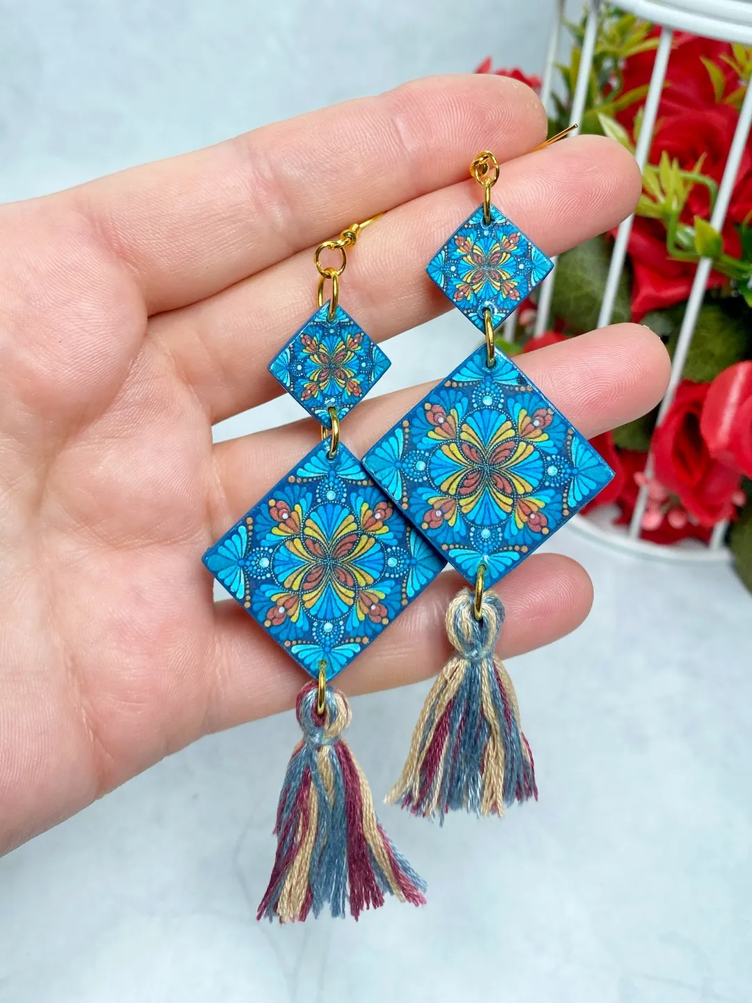 Bright handmade earrings. Individual design.