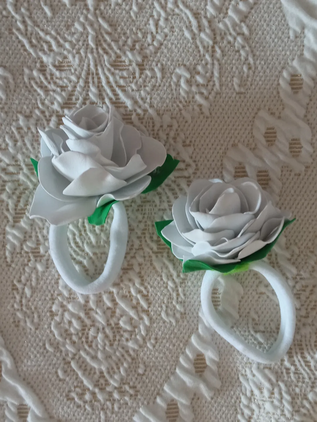 Handmade hair bands with white roses/children's hair accessories/girls hair decoration/hair jewellery/ gifts for her