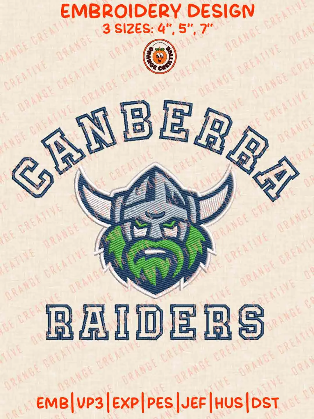 Canberra Raiders Logos Embroidery Design, NRL Rugby Team Machine Embroidery Digitized Pes File, 4 Sizes, Custom Size, Instant Download