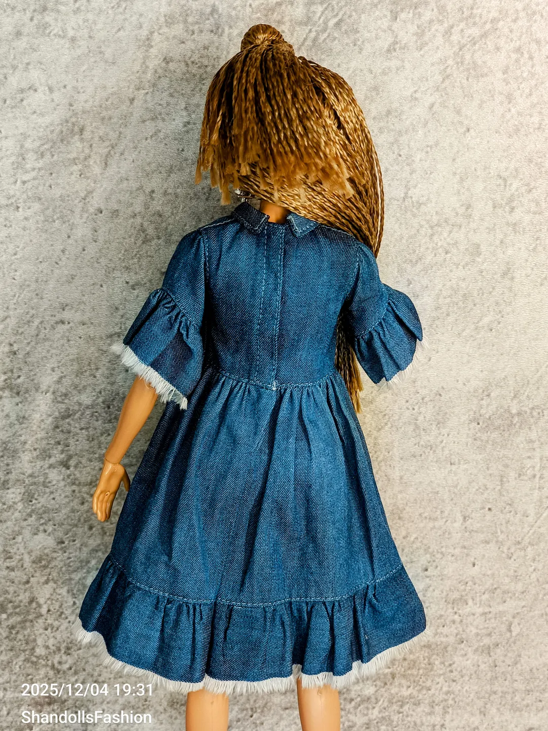 dollhouse denim dress dollhouse Girls' Belted Denim Peasant Dress Classic Ruffled Hemline Design Boho Jean Dress for Girls (Sizes 7-16)