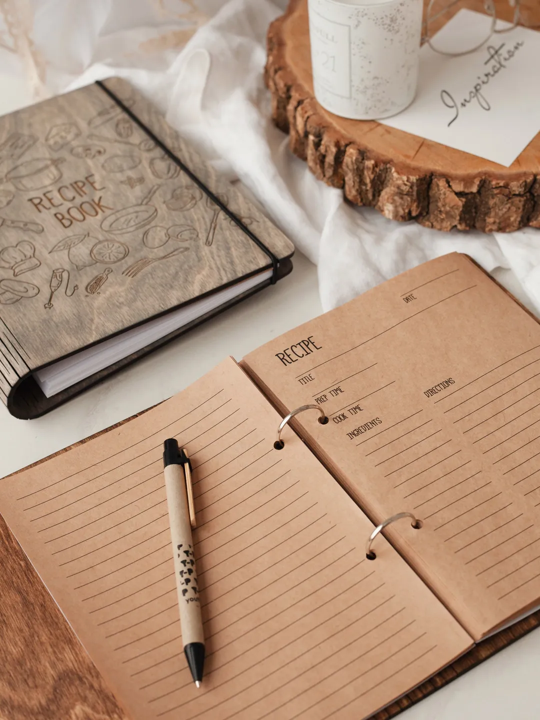 Recipe book Mother day gift, Recipe Journal For Bride, Cook book, Unique Gift Cookbook Wooden Cover Notebook