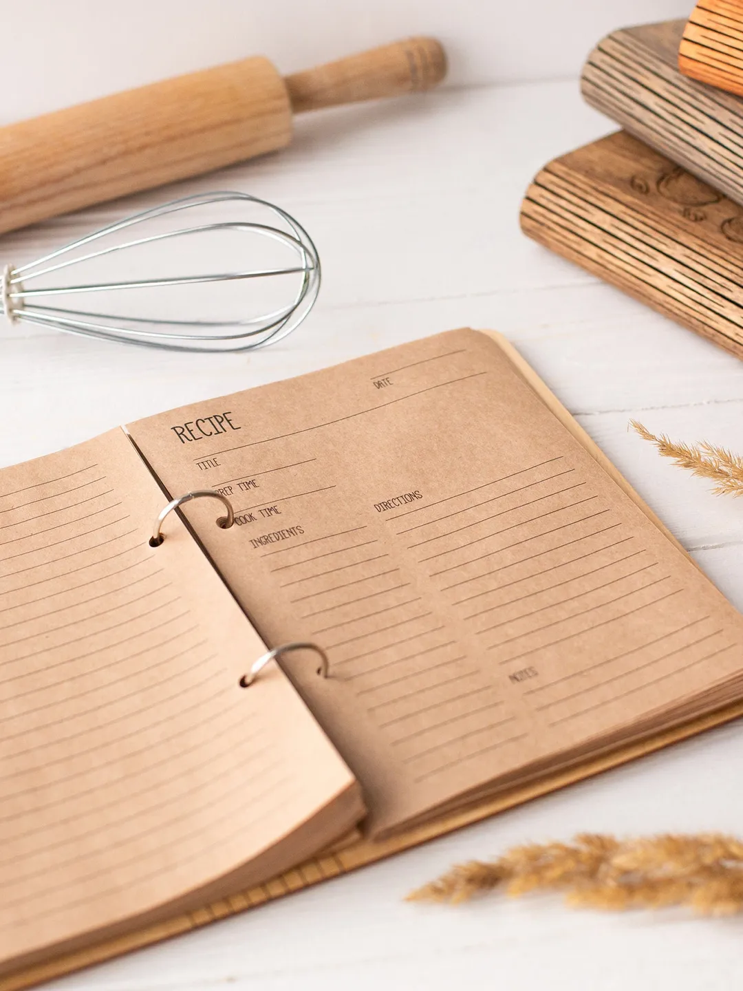 Recipe book Christmas gift, Recipe Journal For Bride, Cook book, Unique Gift Cookbook Wooden Cover Notebook