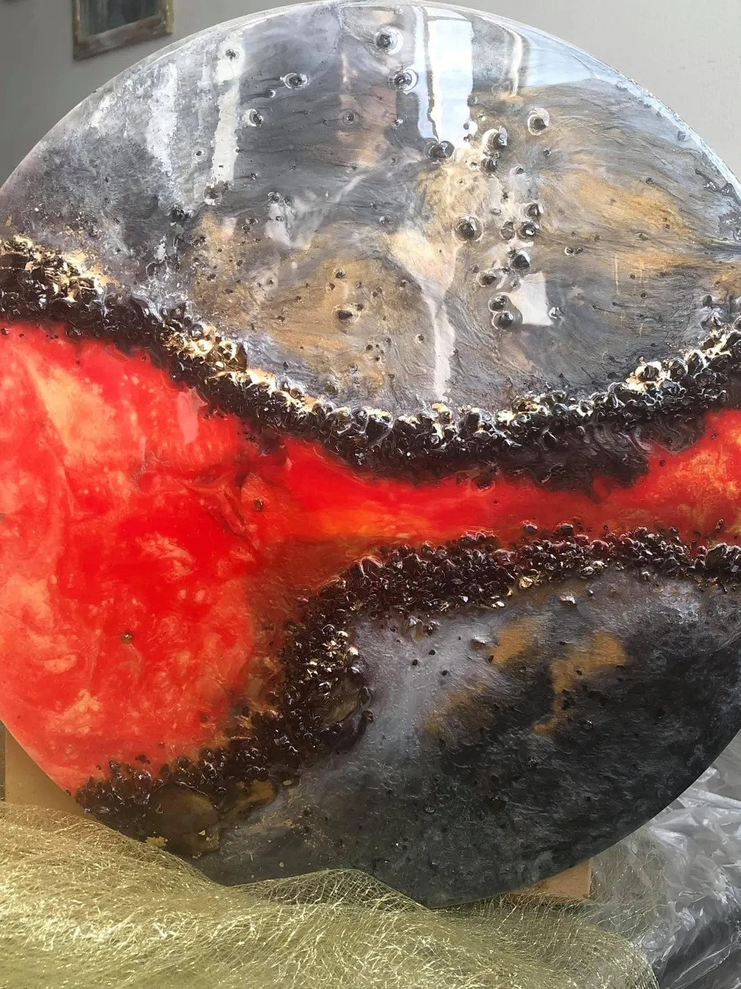 Picture Wall decoration,   Epoxy Resin Art, Design wall, circle,  Modern  resin picture, original gift, home decor, volcano, avalanche