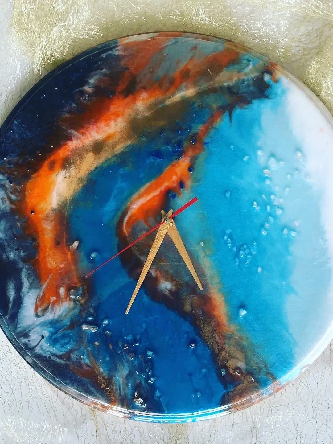 Unusual Flame epoxy resin Clock for gift and home