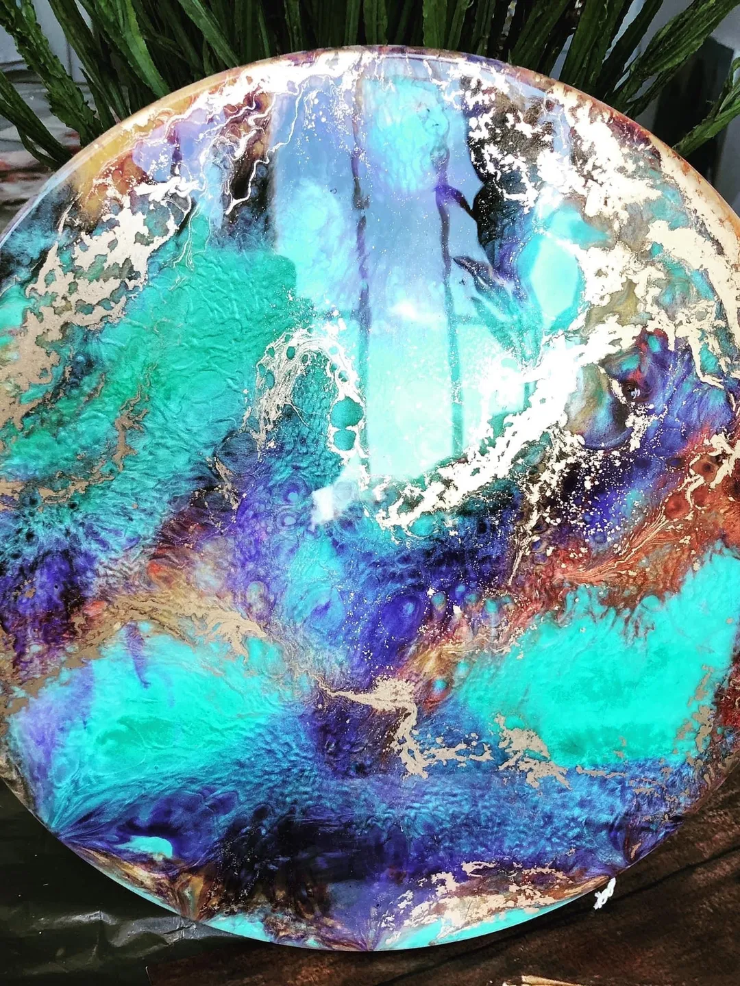 Round Epoxy Resin geode wall decor unusual modern gift for comfort in the house