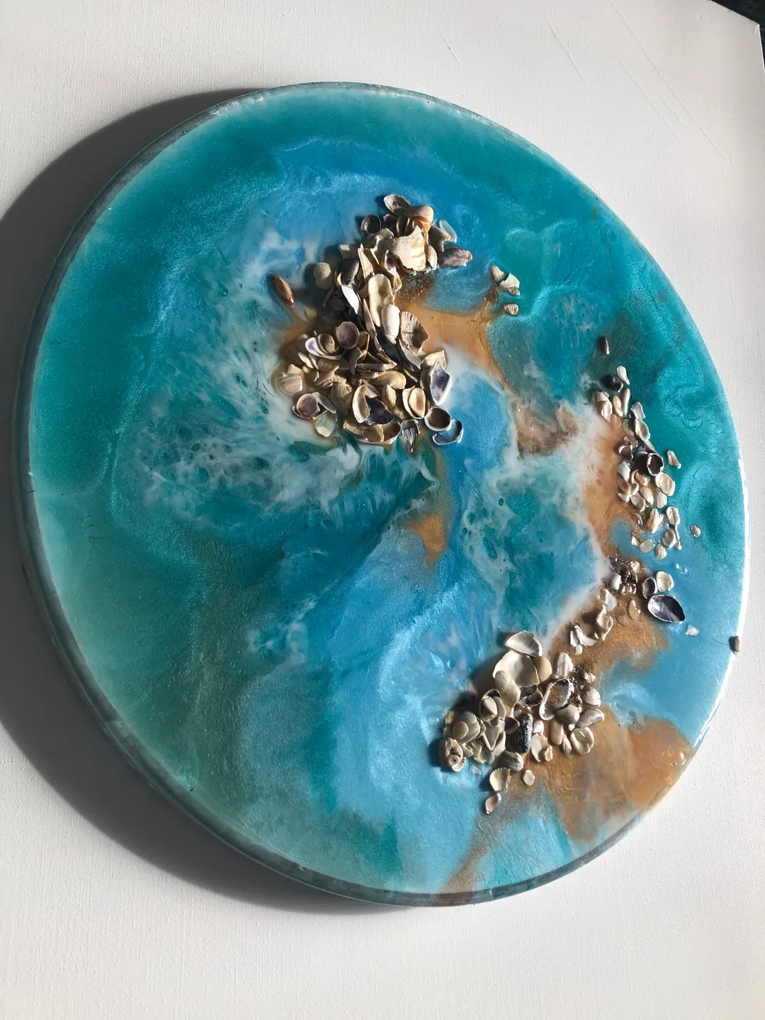 Epoxy Shell Designs world map wall art, earl tone decor, resin shell art, epoxy ocean art ...