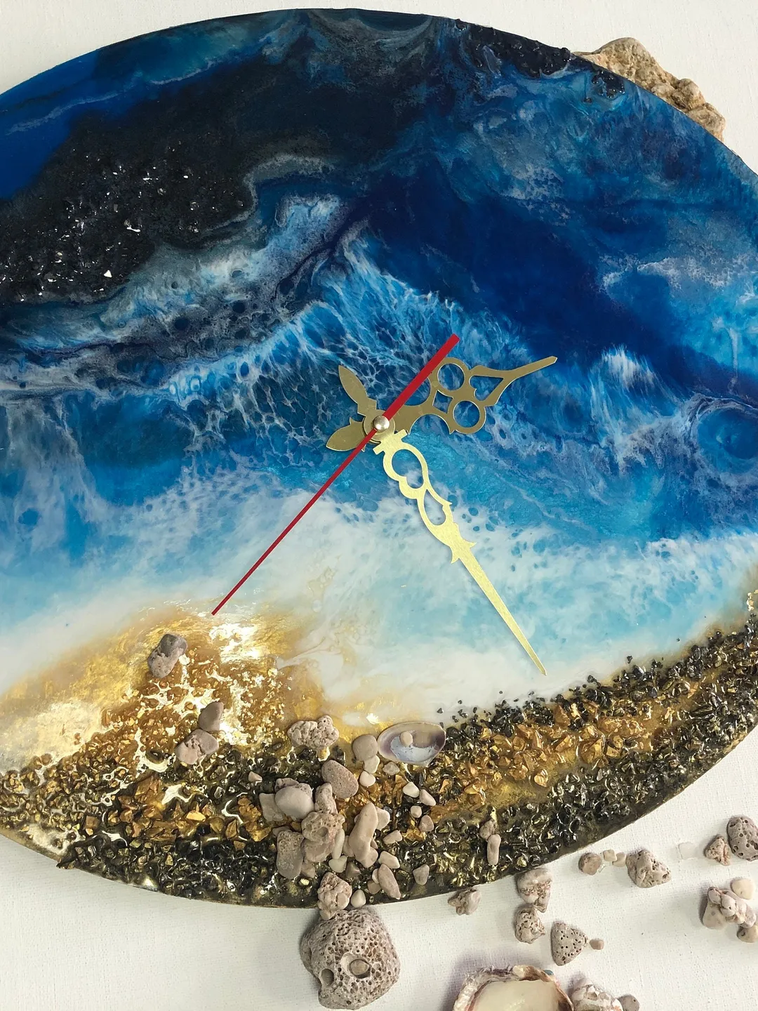 Unusual oval Clock for gift, Art  Wall Clock, Modern  Clock Resin Epoxy, Original gift, Home Decor Clock , Housewarming Gift,   clock circle