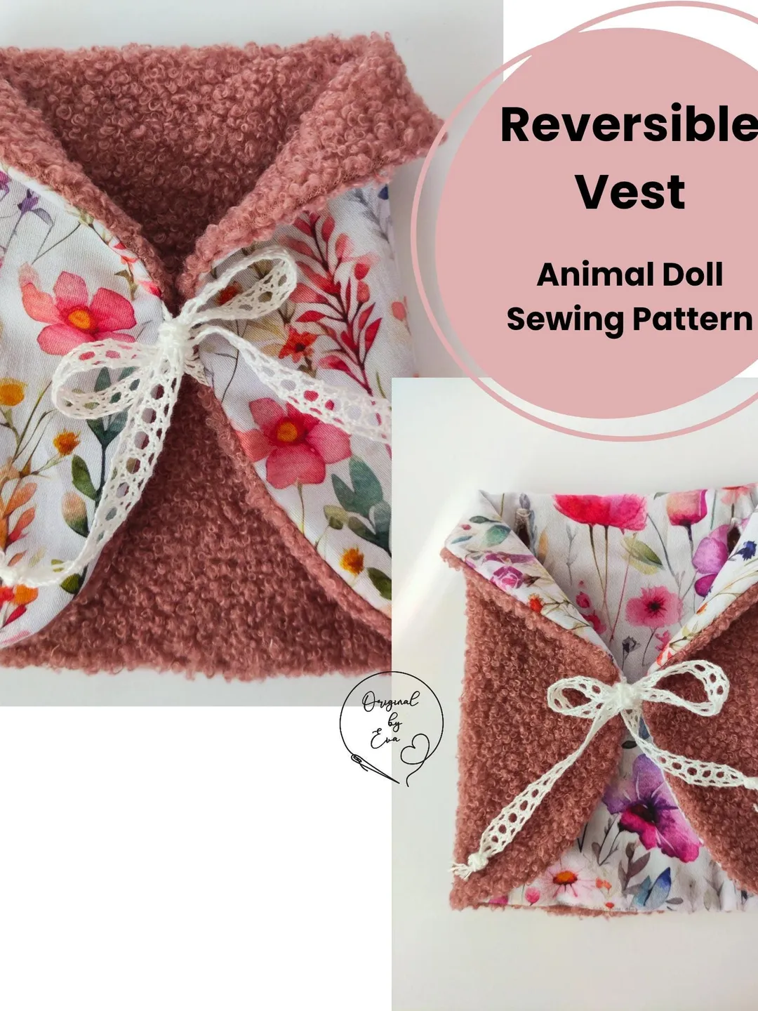 Reversible Animal Doll Vest Sewing Pattern Tutorial with Step by Step ...