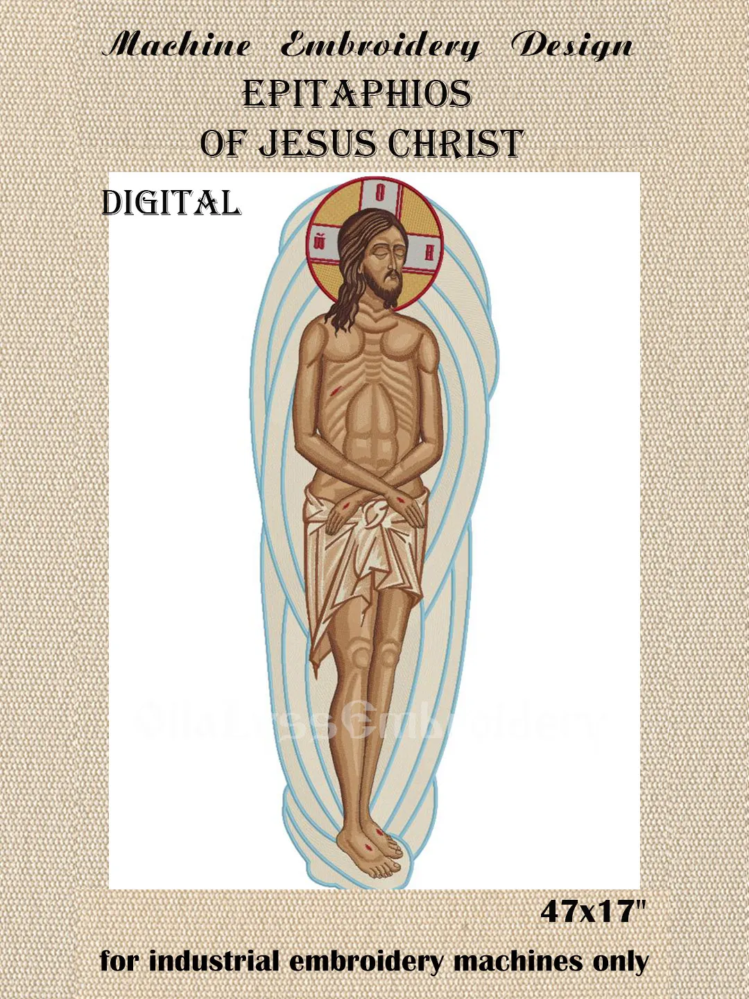 Epitaphios of Jesus Christ embroidery design