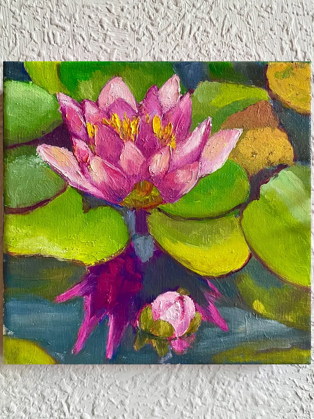 Lotus Painting Water Lily Original Painting Impasto Lotus Art Wall ...