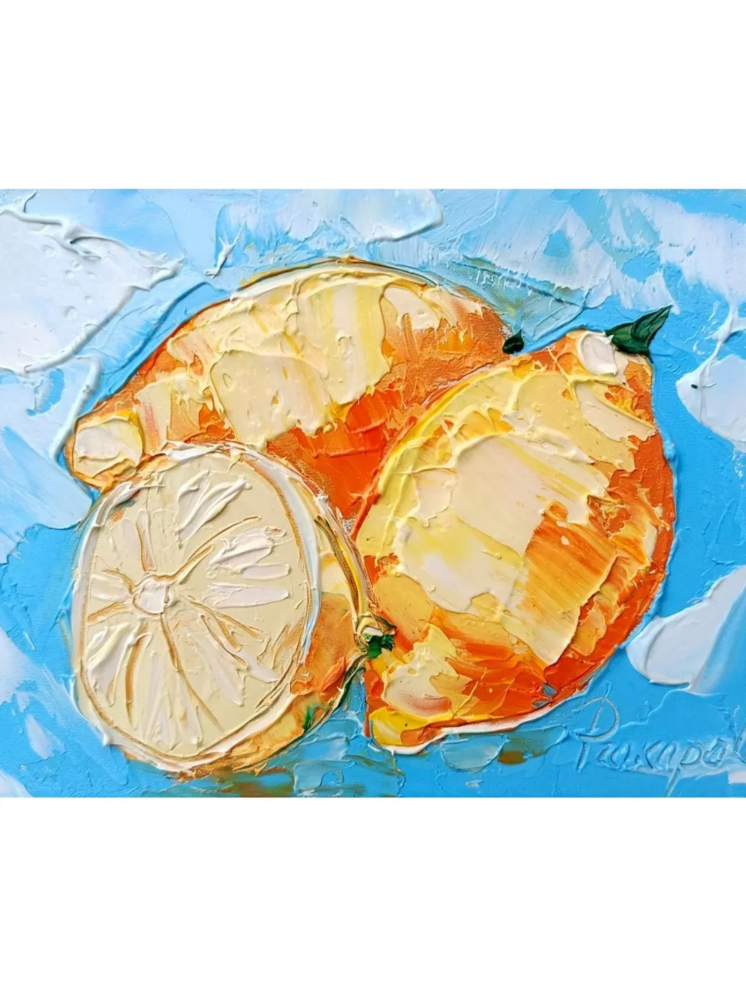 Lemon Painting Fruit Original Art Impasto Painting 6x4 Still Life Wall Art Small Painting Citrus Artwork by ArtProkopaloSv