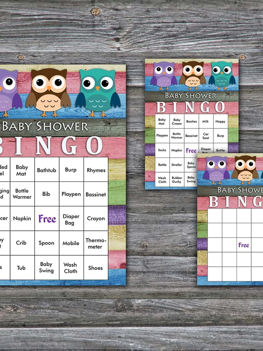 60 Owl Baby Shower Bingo Cards,Woodland Baby Shower Bingo Games,Printable Baby Shower Bingo Cards,Prefilled Bingo Card