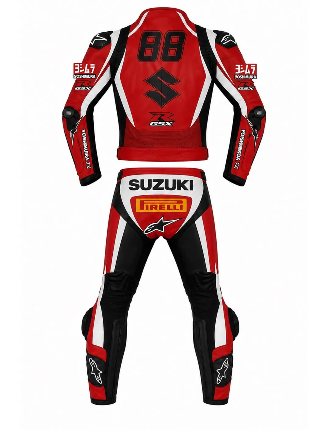 Suzuki GSX-R Leather Motorcycle Suit, 2 Piece Racing Sportbike