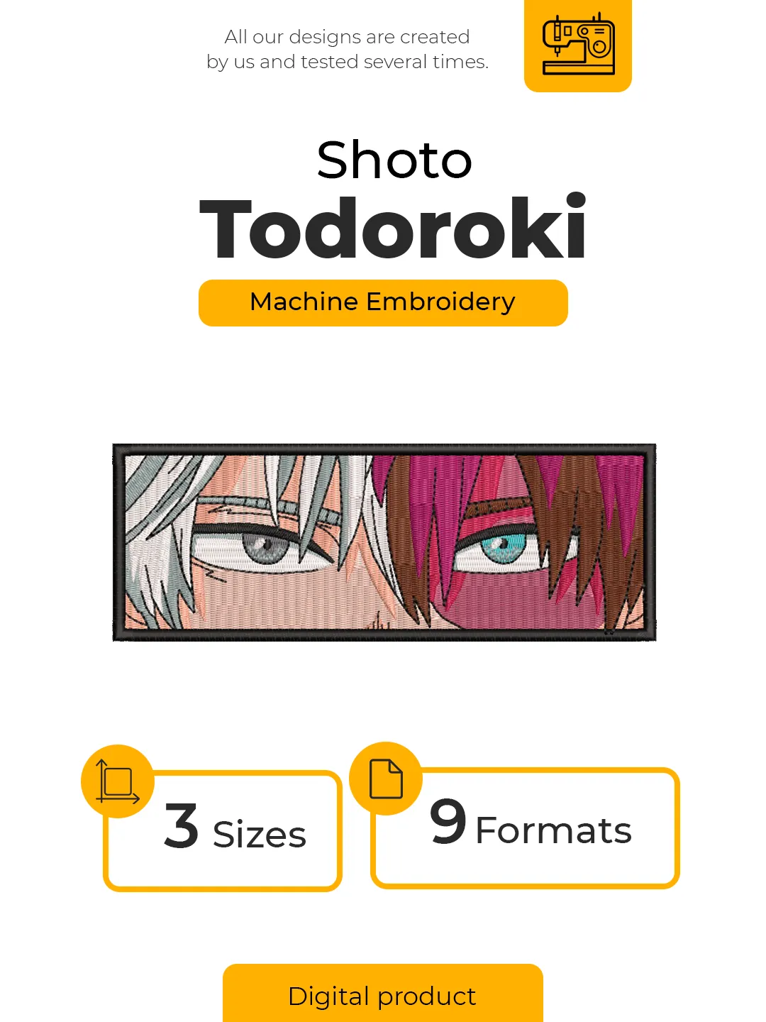 Shoto Todoroki Embroidery Design File/ My Hero Academia Anime Embroidery Design/ Machine Design.