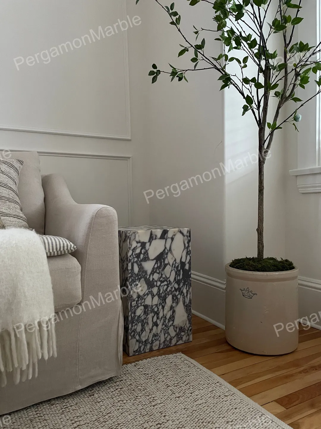 Calacatta viola Marble cube table marble cube coffee table nightstand or side table, handmade