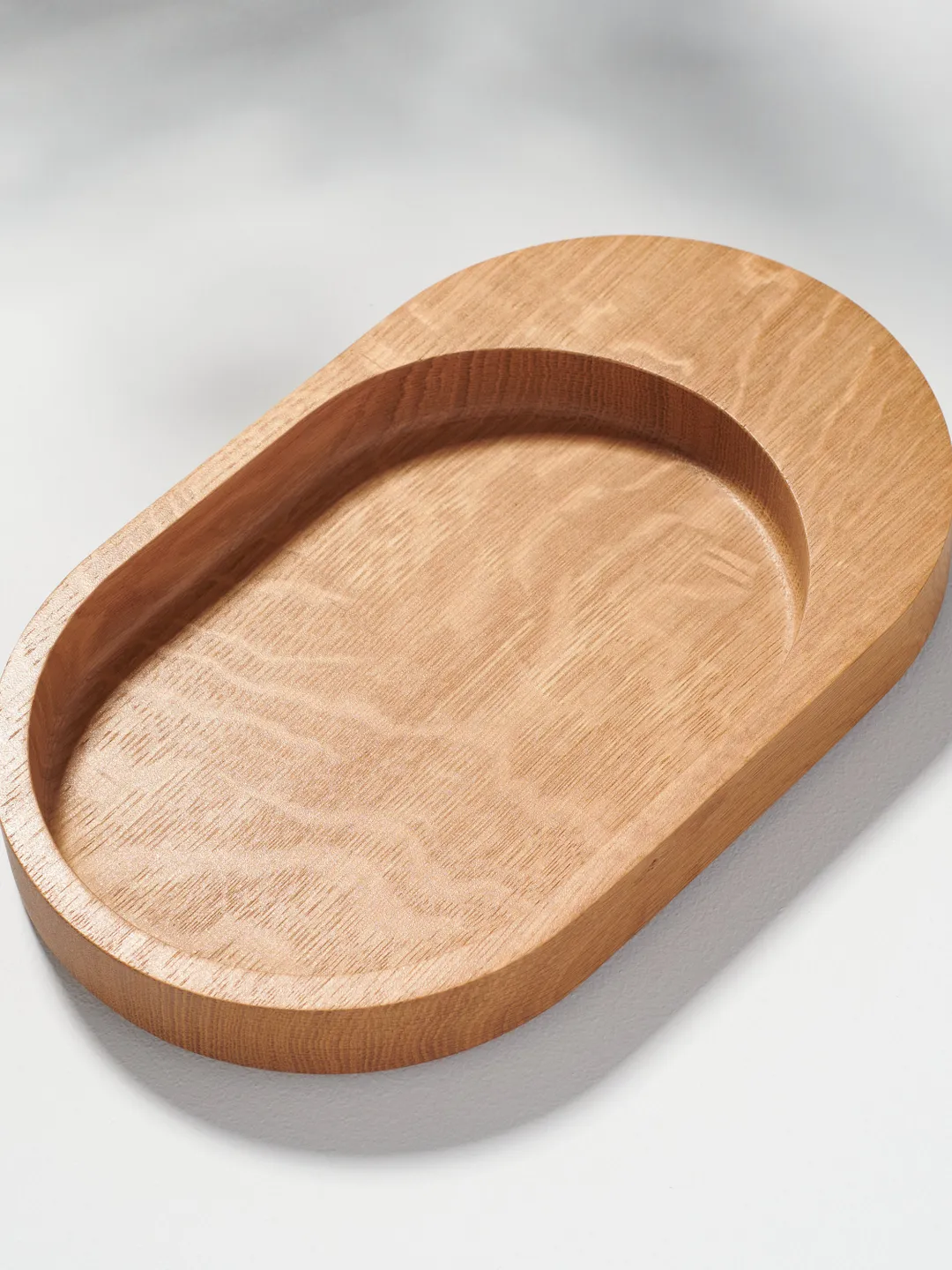 Large Oval Shaped White Oak Catchall Modern Valet Tray