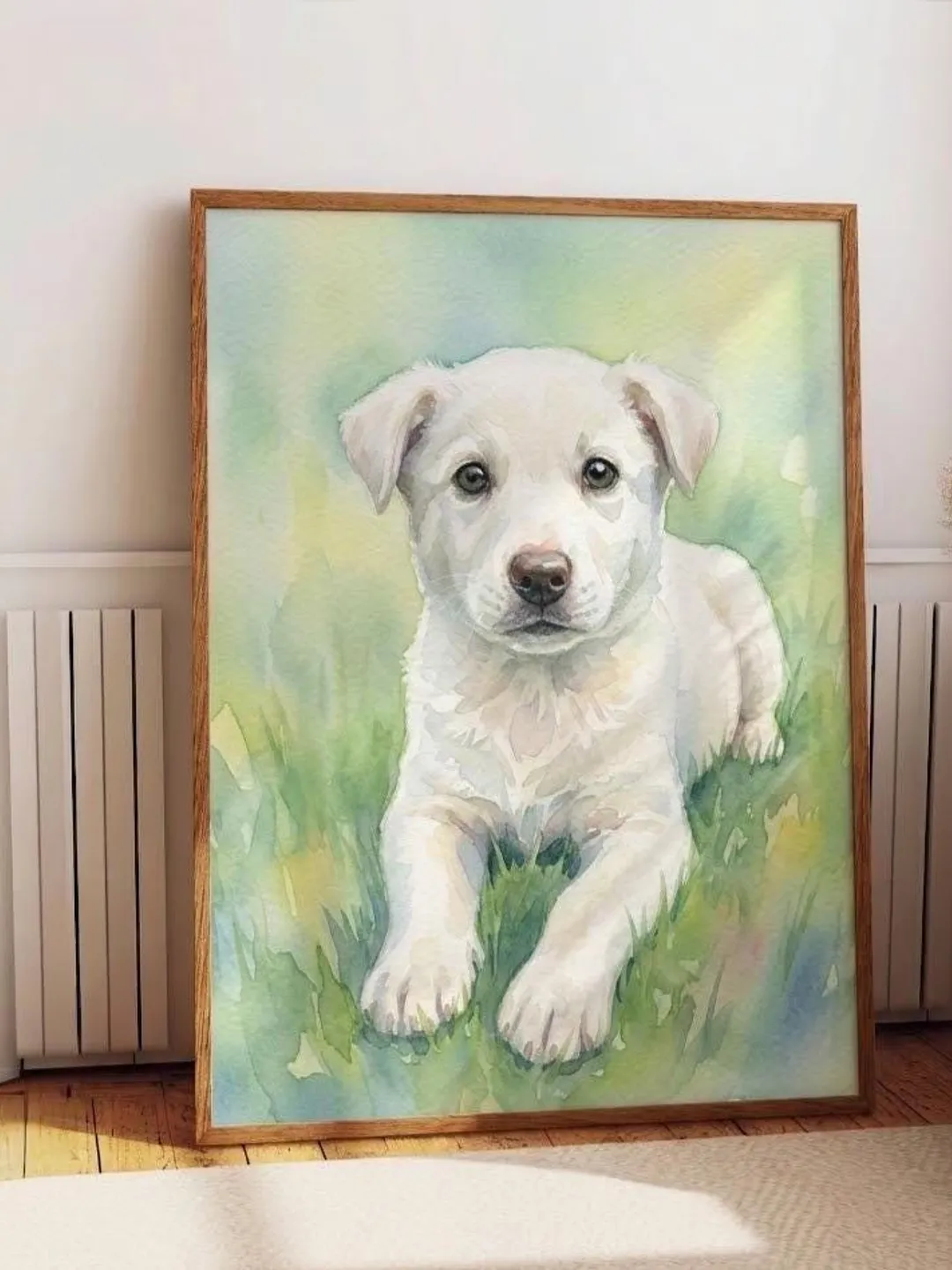Puppy Nursery Wall Art Print + Watercolor Dog Illustration + Soft Pastel Baby Room Style | Sweet Kids Room Decor | Baby Shower Gift