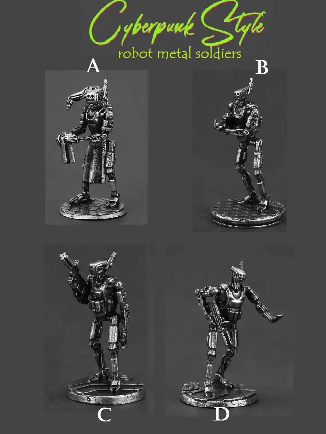 Cyberpunk Style Robot Model Soldier, tabletop wargaming fantasy miniature figures.