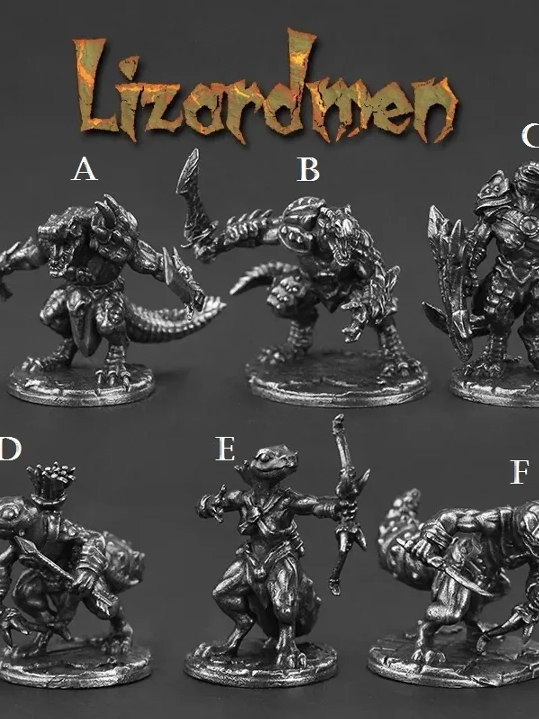Lizard warrior, copper miniatures 36mm scale, Tabletop Wargaming fantasy miniature figures.