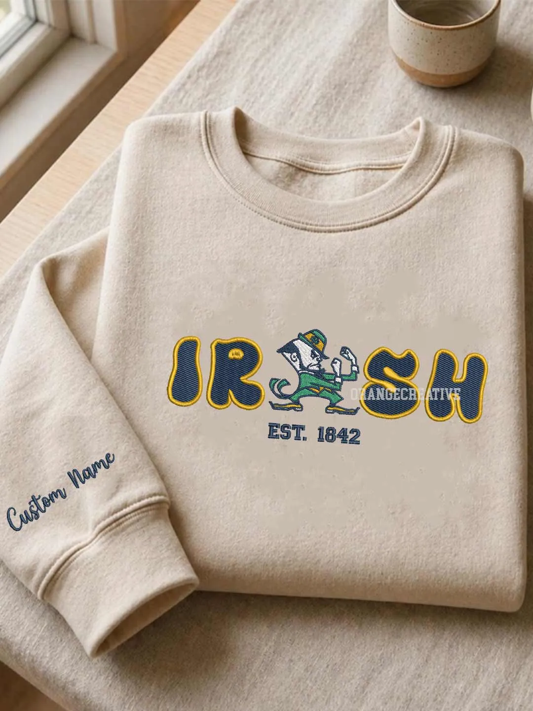 Notre Dame Fighting Irish Embroidered Sweatshirt, Sport Embroidered Crewneck, Football Embroidered Shirt, College Sweatshirt, Crewneck Gift