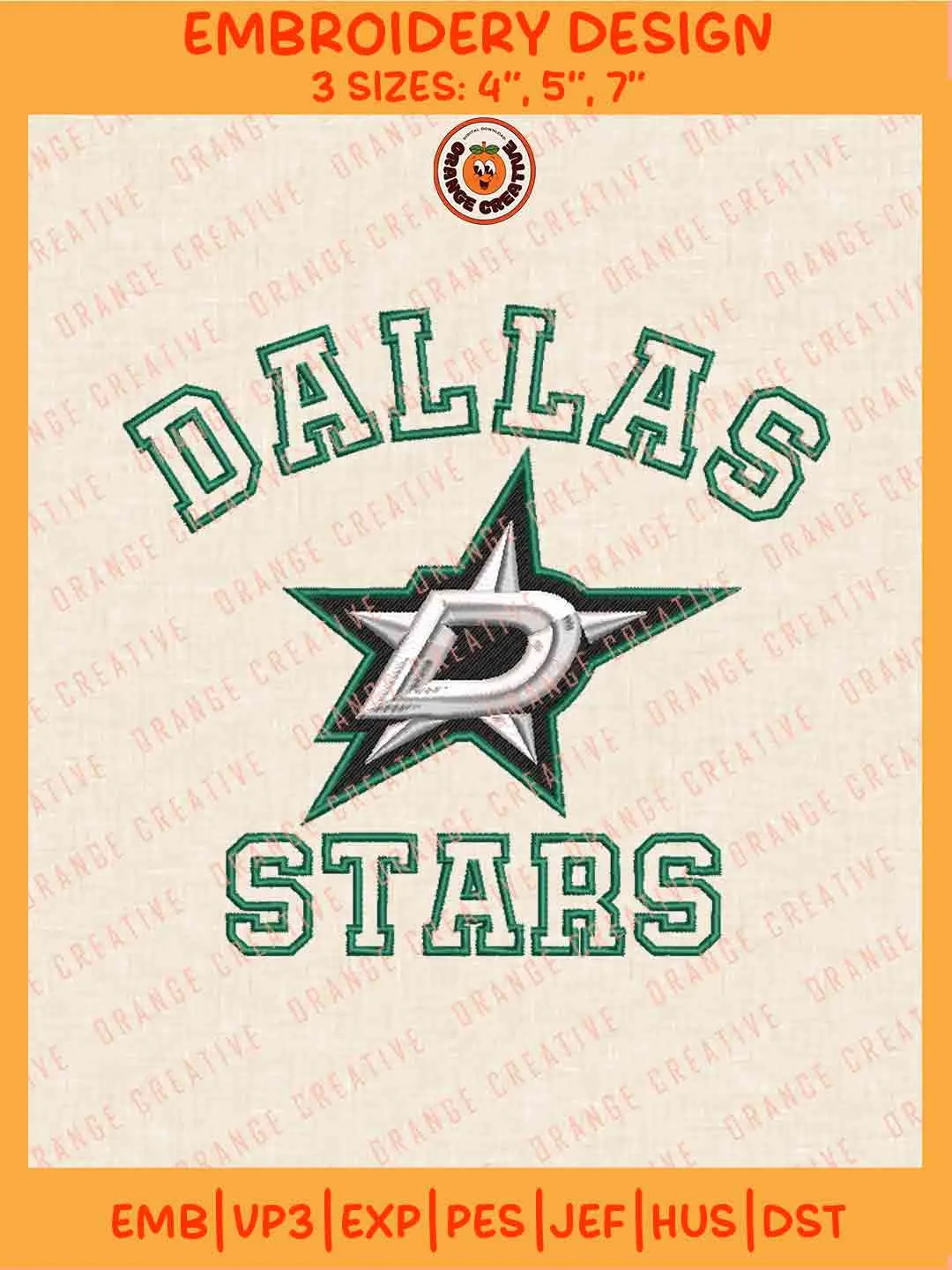 NHL Dallas Stars Team Logo Embroidery Files, Dallas Stars Hockey Team Embroidery Designs, NHL Stars Machine Embroidery Files, NHL Hockey Team Machine Embroidery, Digital Download