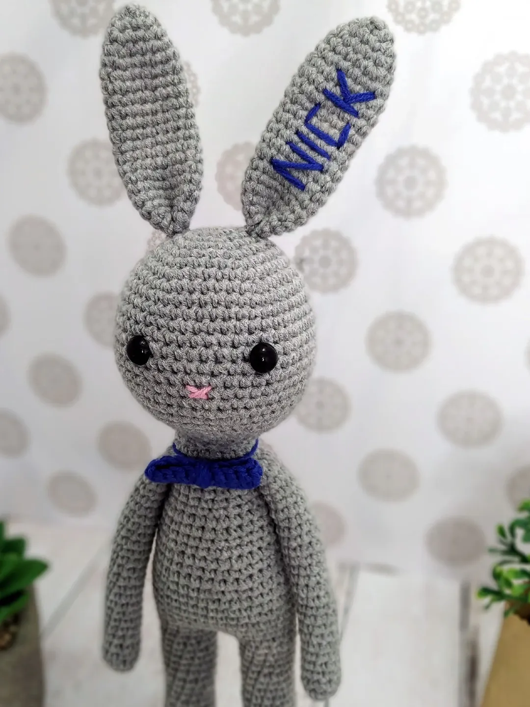 Personalized Easter stuffed bunny, newborn boy gift, baby's first toy, godson gift, bunny baby shower, boy nursery decor