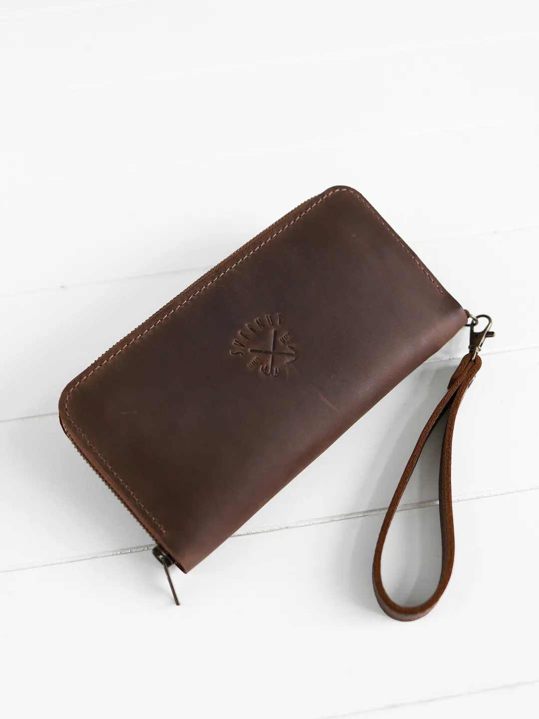 LONG WALLET Black Leather Checkbook wallet Large zip - around genuine leather wallet purse Business clutch bag Travell wallet Gift idea Mens