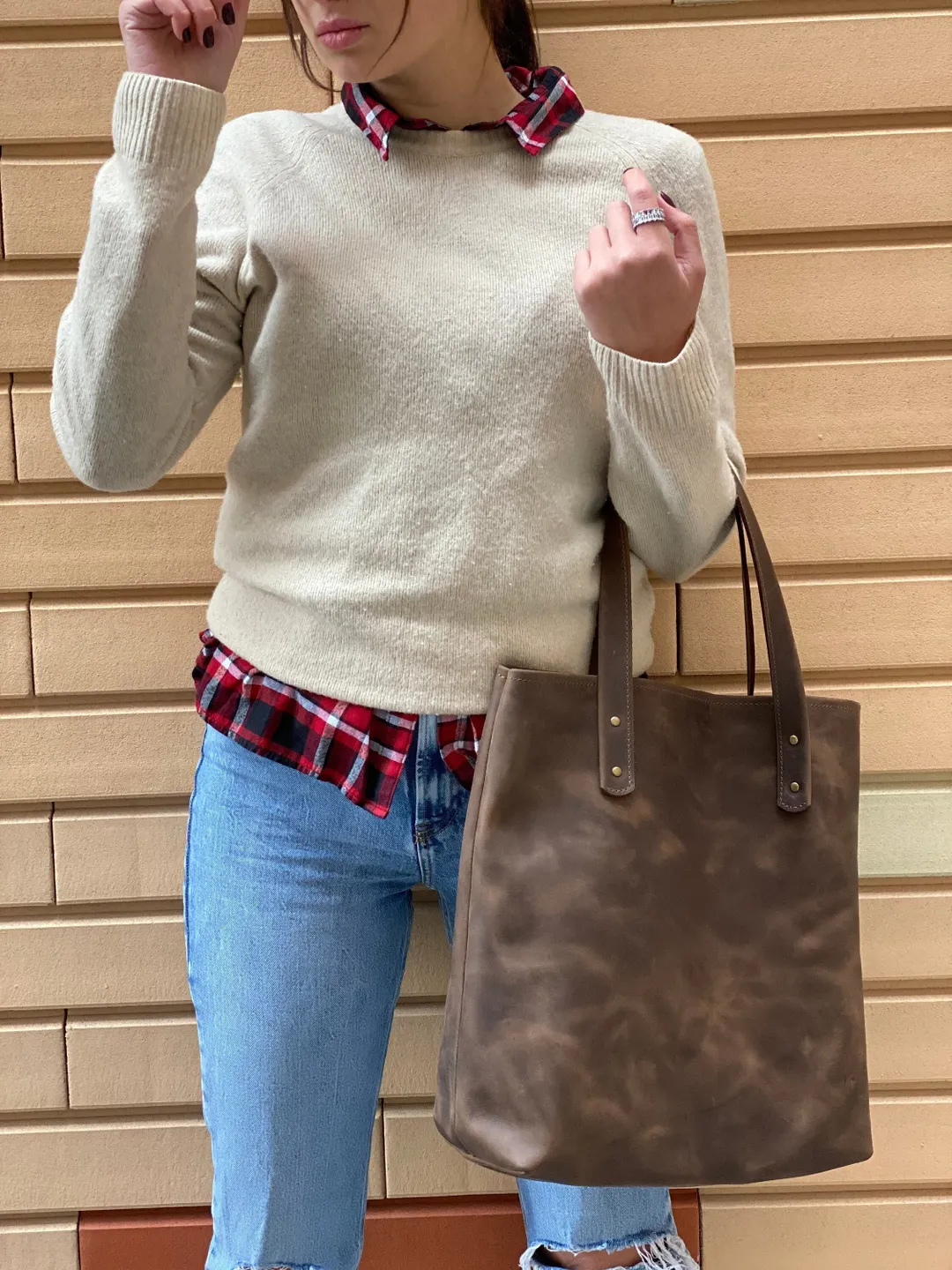 Women's leather tote bag Small tote bag Leather purse Women's tote Leather ochre Leather shopper bag Leather tote by Svernut